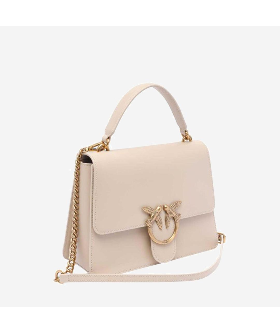 PINKO Бежевая кожаная сумка через плечо, фото 2