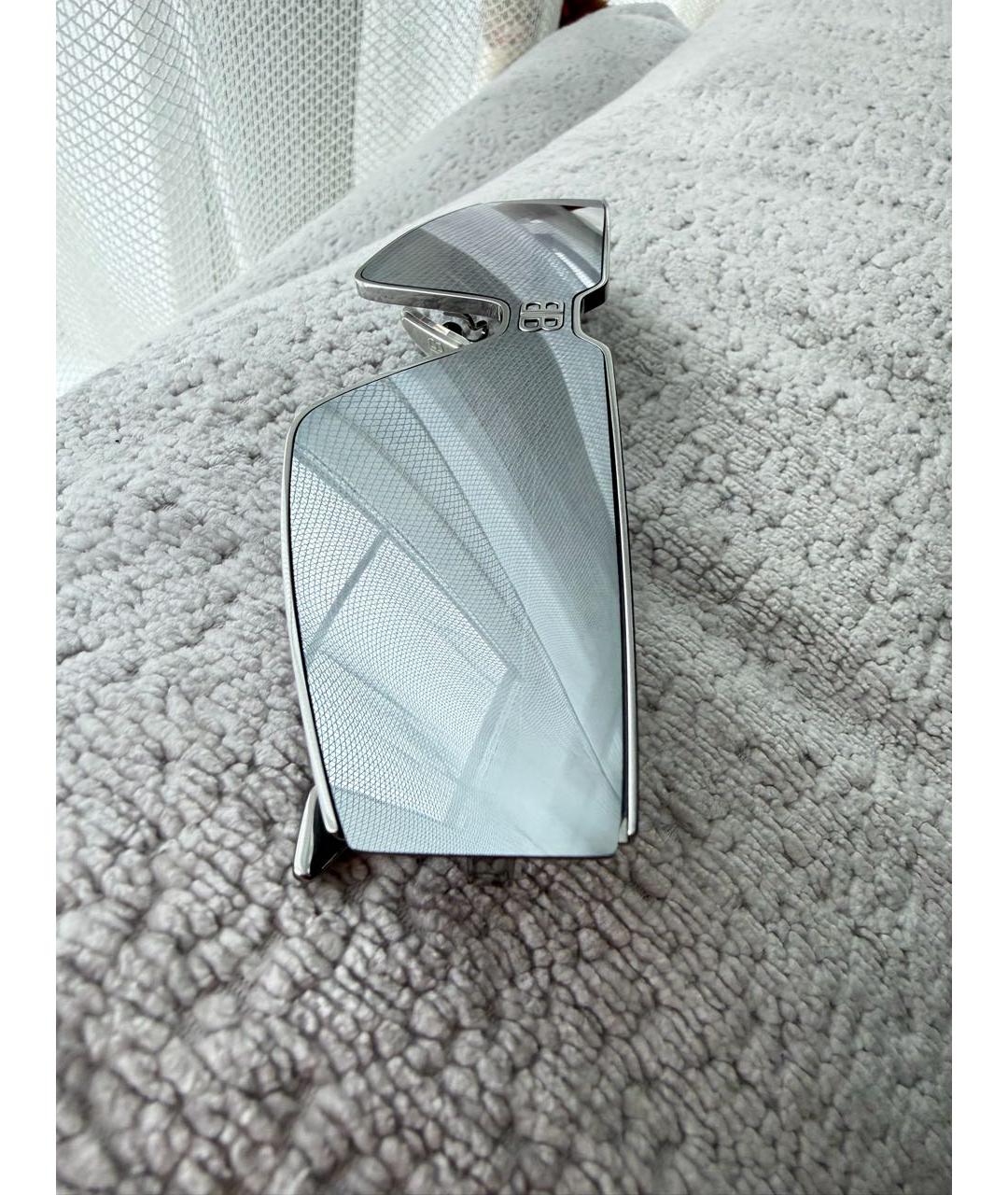 BALENCIAGA Серебряные металлические солнцезащитные очки, фото 2