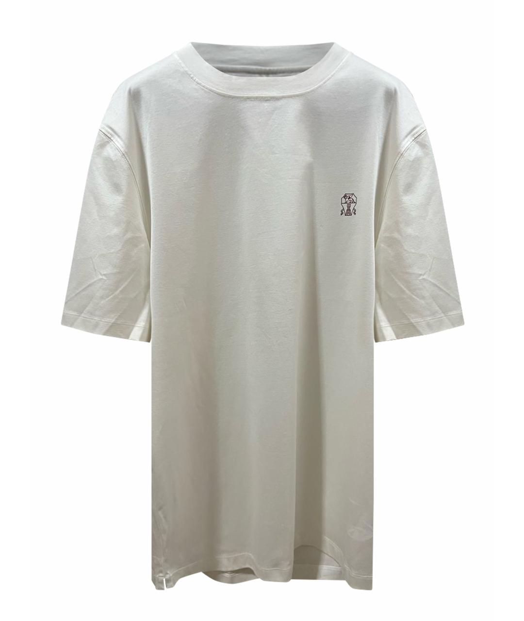 BRUNELLO CUCINELLI Белая хлопковая футболка, фото 8