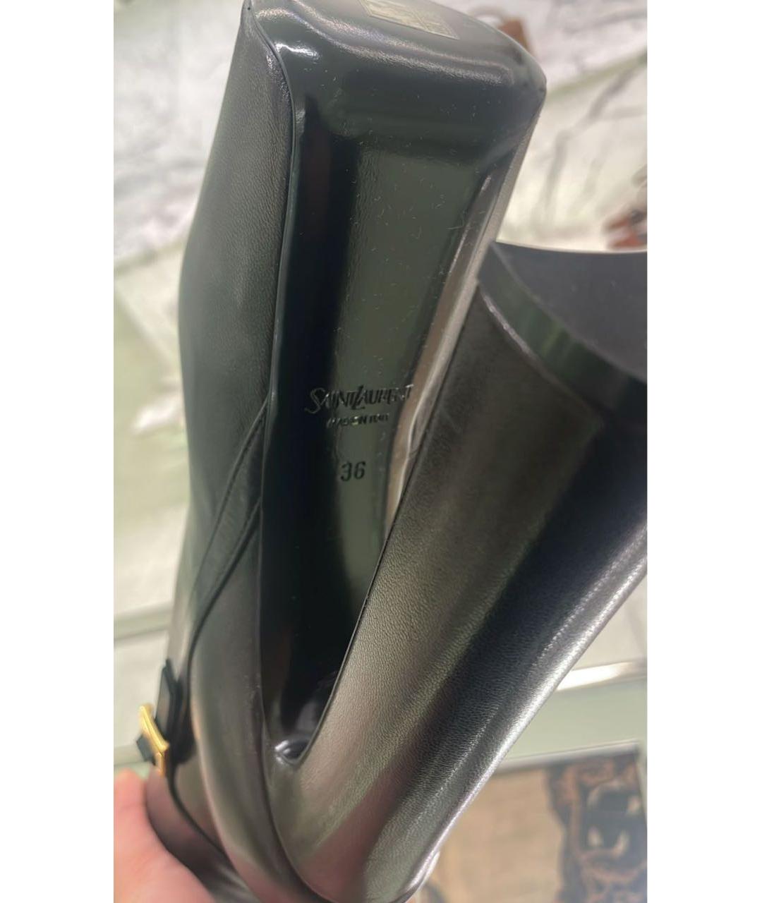 SAINT LAURENT Черные кожаные сапоги, фото 2