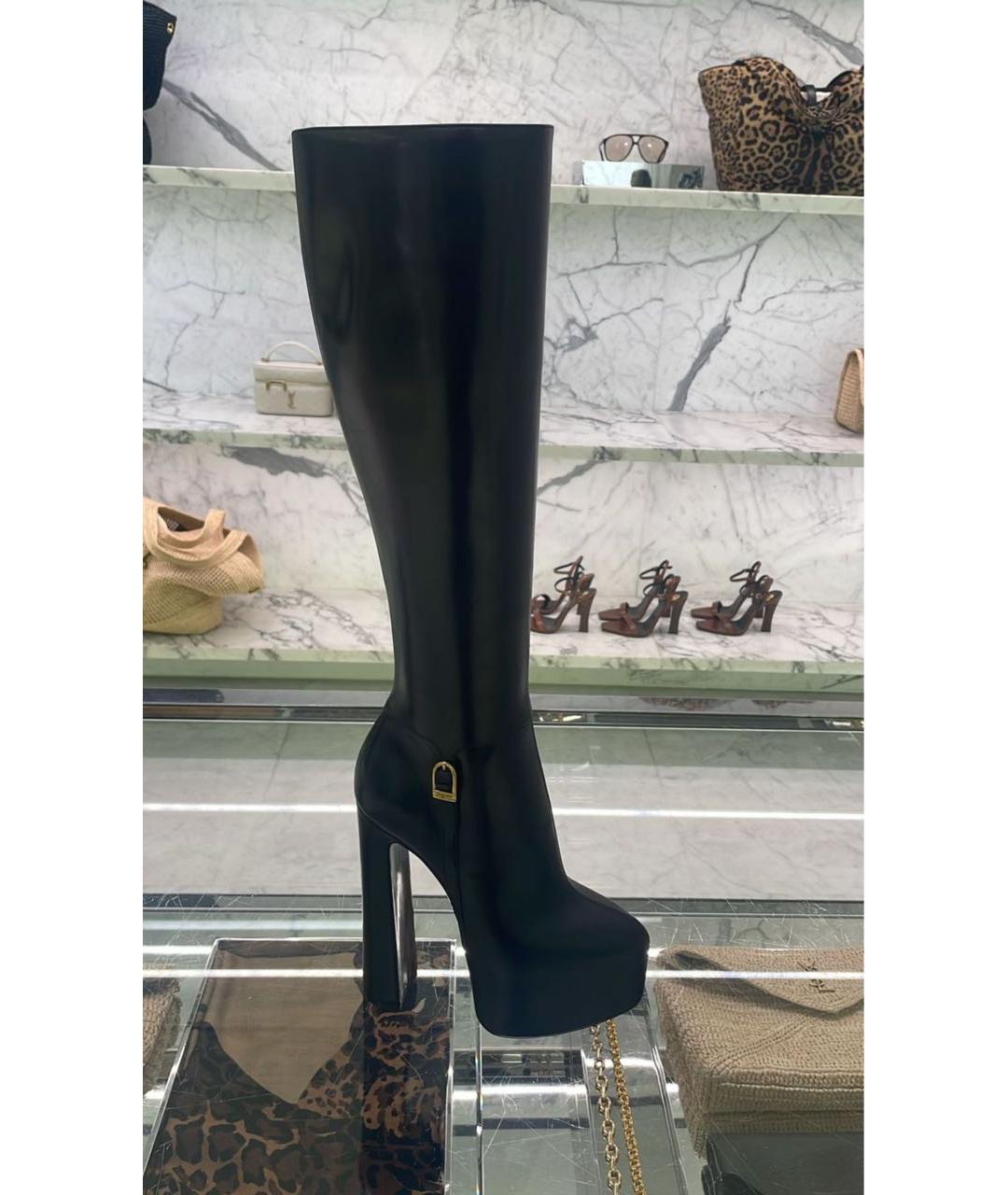 SAINT LAURENT Черные кожаные сапоги, фото 3
