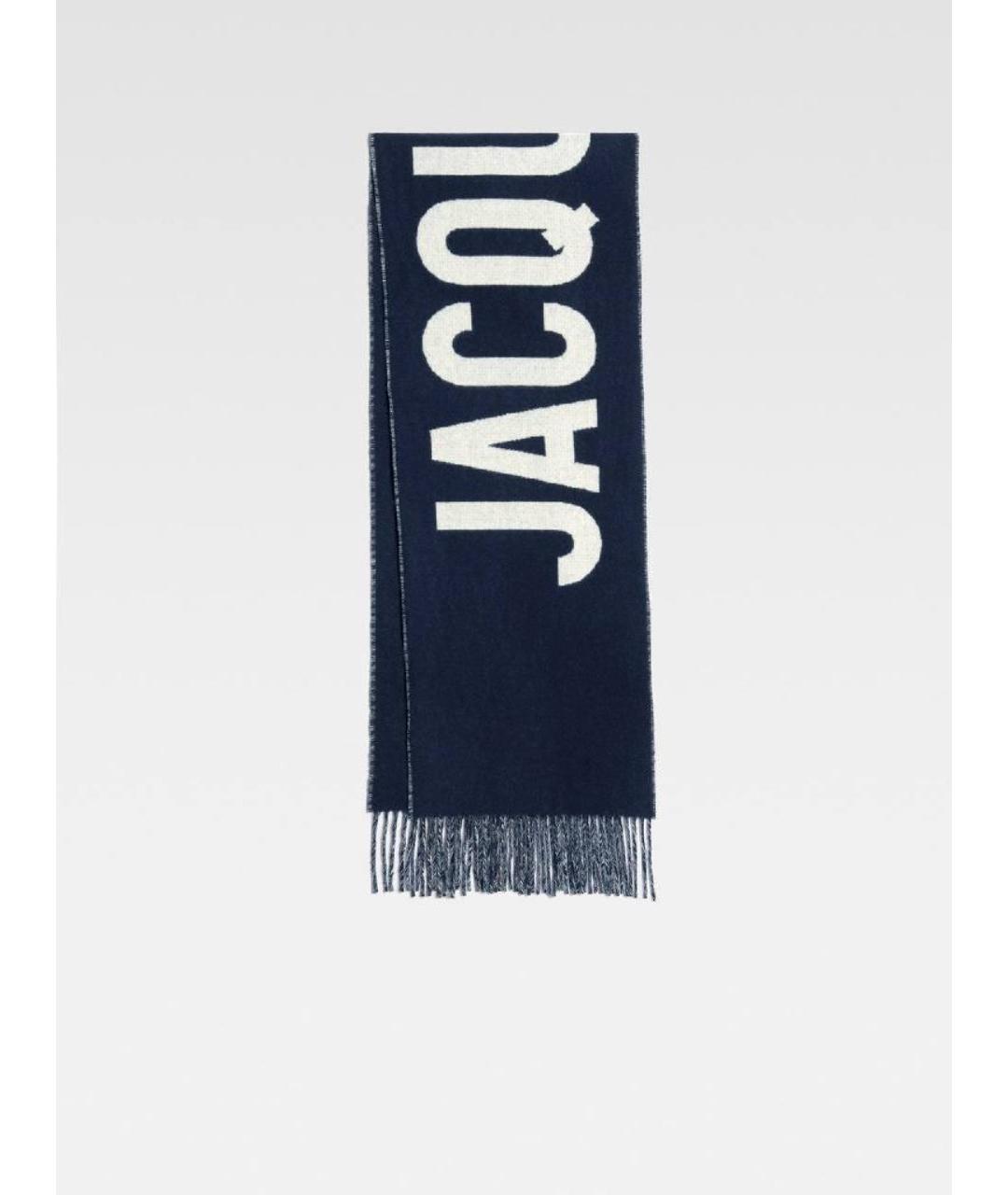 JACQUEMUS Темно-синий шерстяной шарф, фото 4