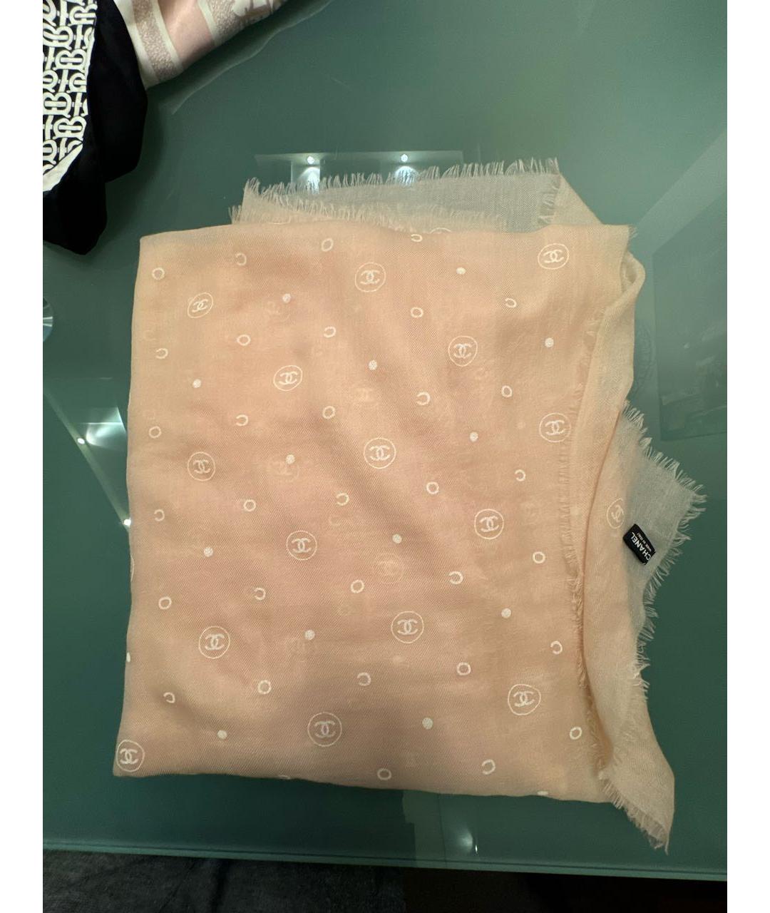 CHANEL Бежевый кашемировый шарф, фото 4