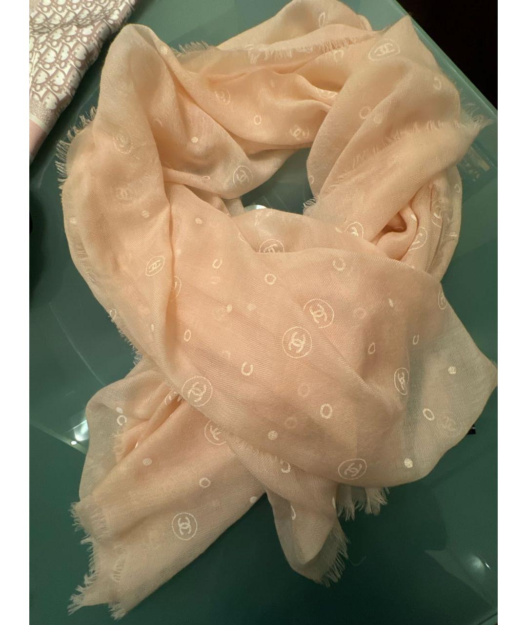 CHANEL Бежевый кашемировый шарф, фото 3