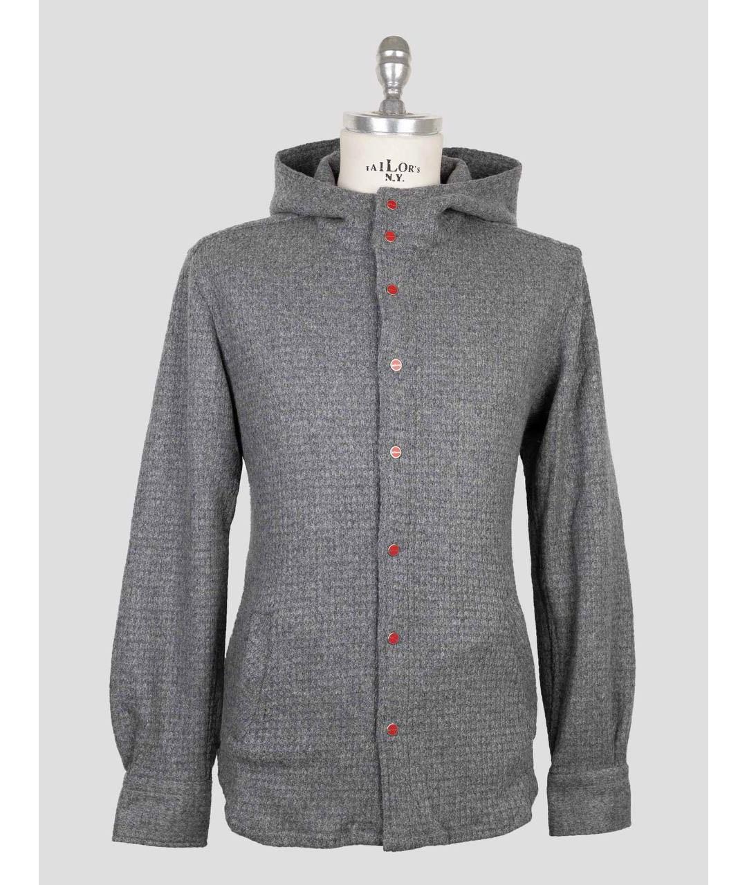 KITON Серая шерстяная кэжуал рубашка, фото 5