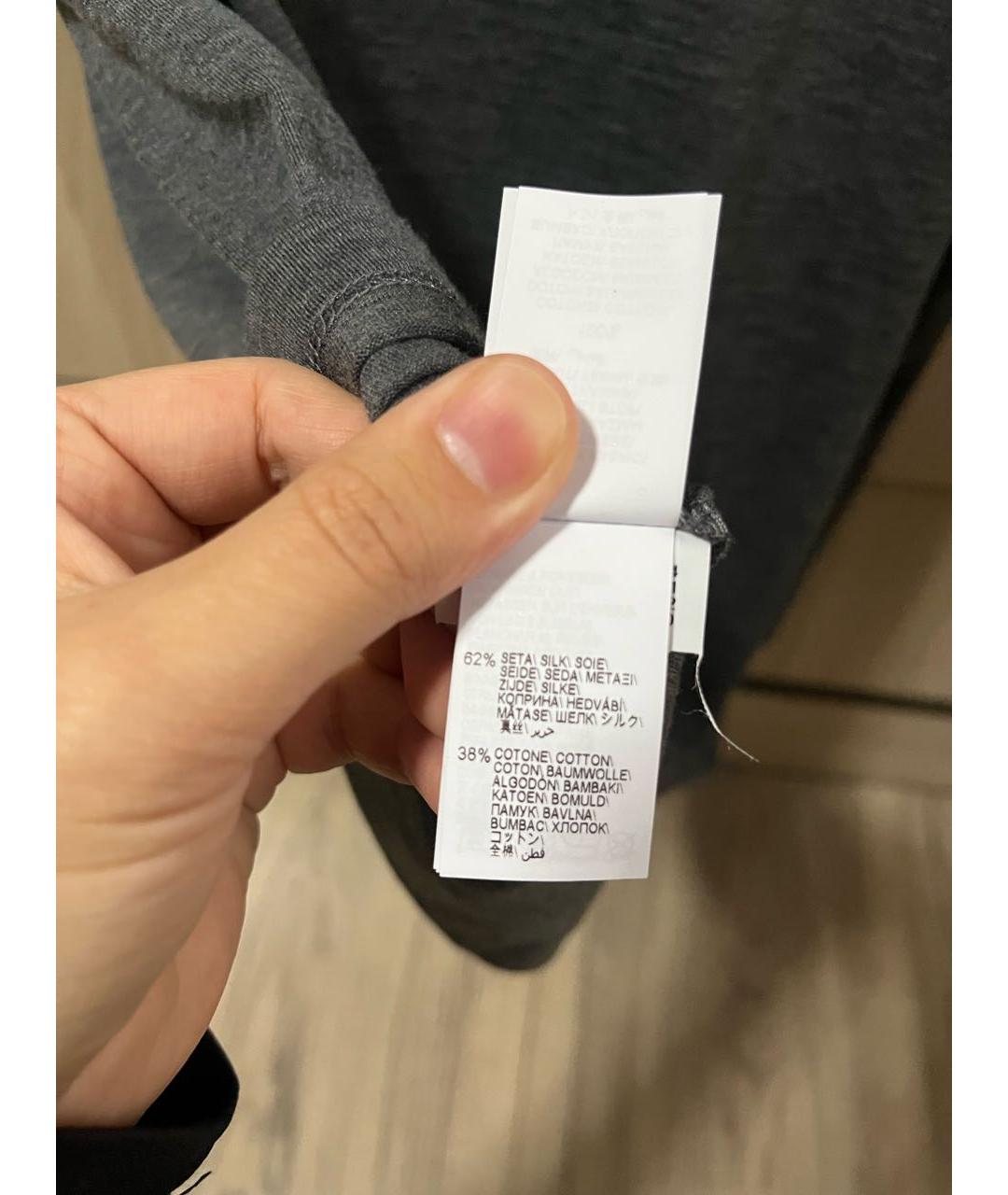 BRUNELLO CUCINELLI Серая хлопковая футболка, фото 4