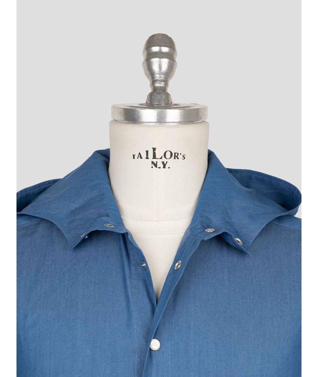 KITON Синяя хлопковая кэжуал рубашка, фото 4