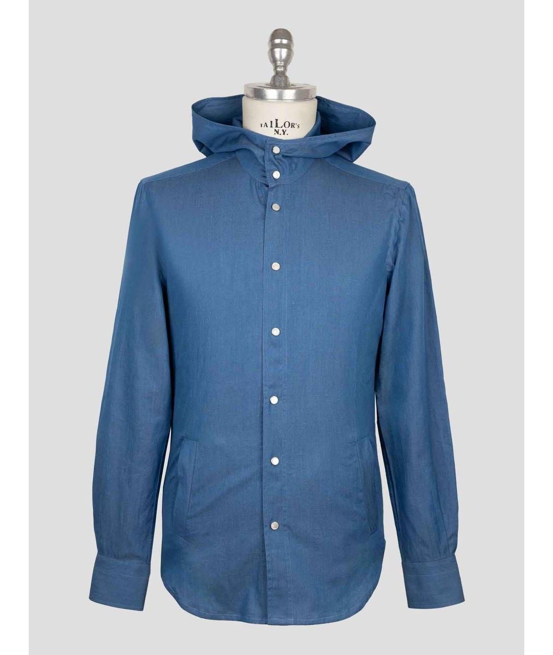 KITON Синяя хлопковая кэжуал рубашка, фото 5