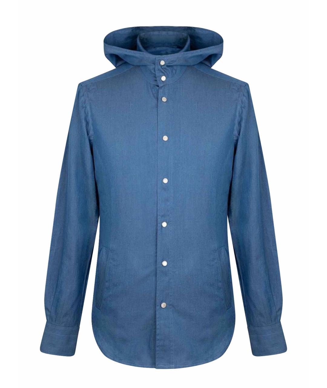 KITON Синяя хлопковая кэжуал рубашка, фото 1