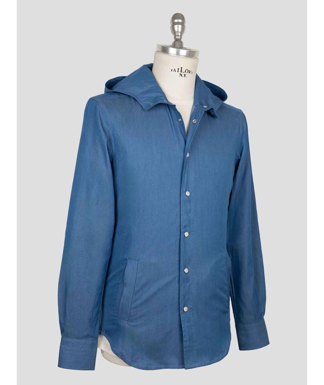 KITON Синяя хлопковая кэжуал рубашка, фото 3