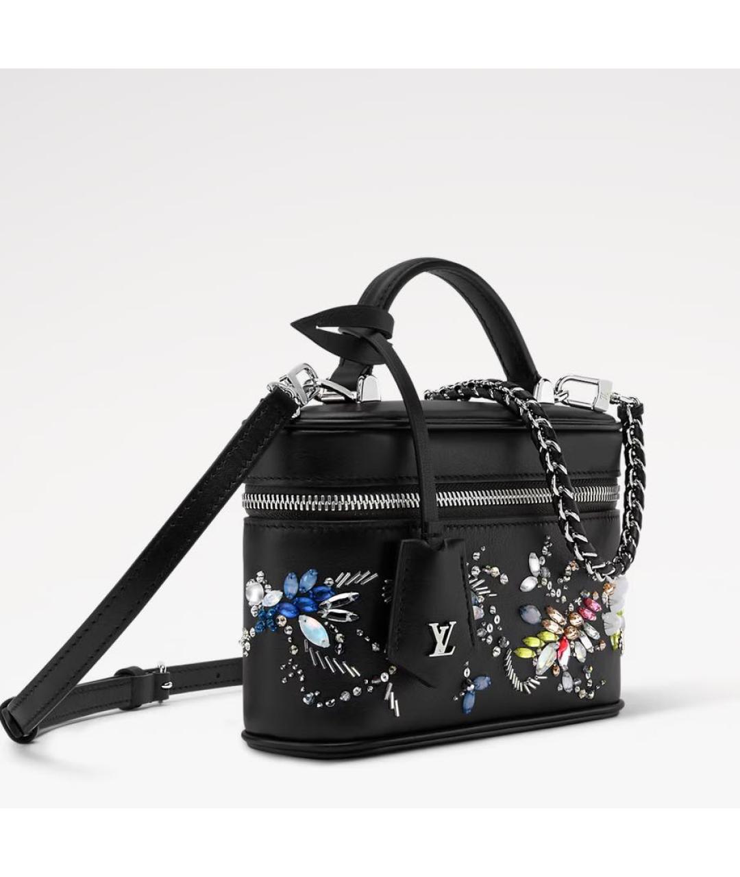 LOUIS VUITTON Черная кожаная сумка с короткими ручками, фото 2