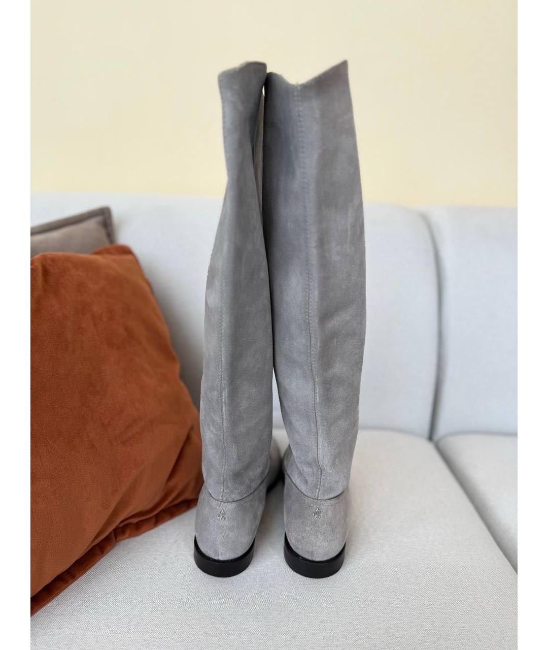 JIMMY CHOO Серые замшевые сапоги, фото 5