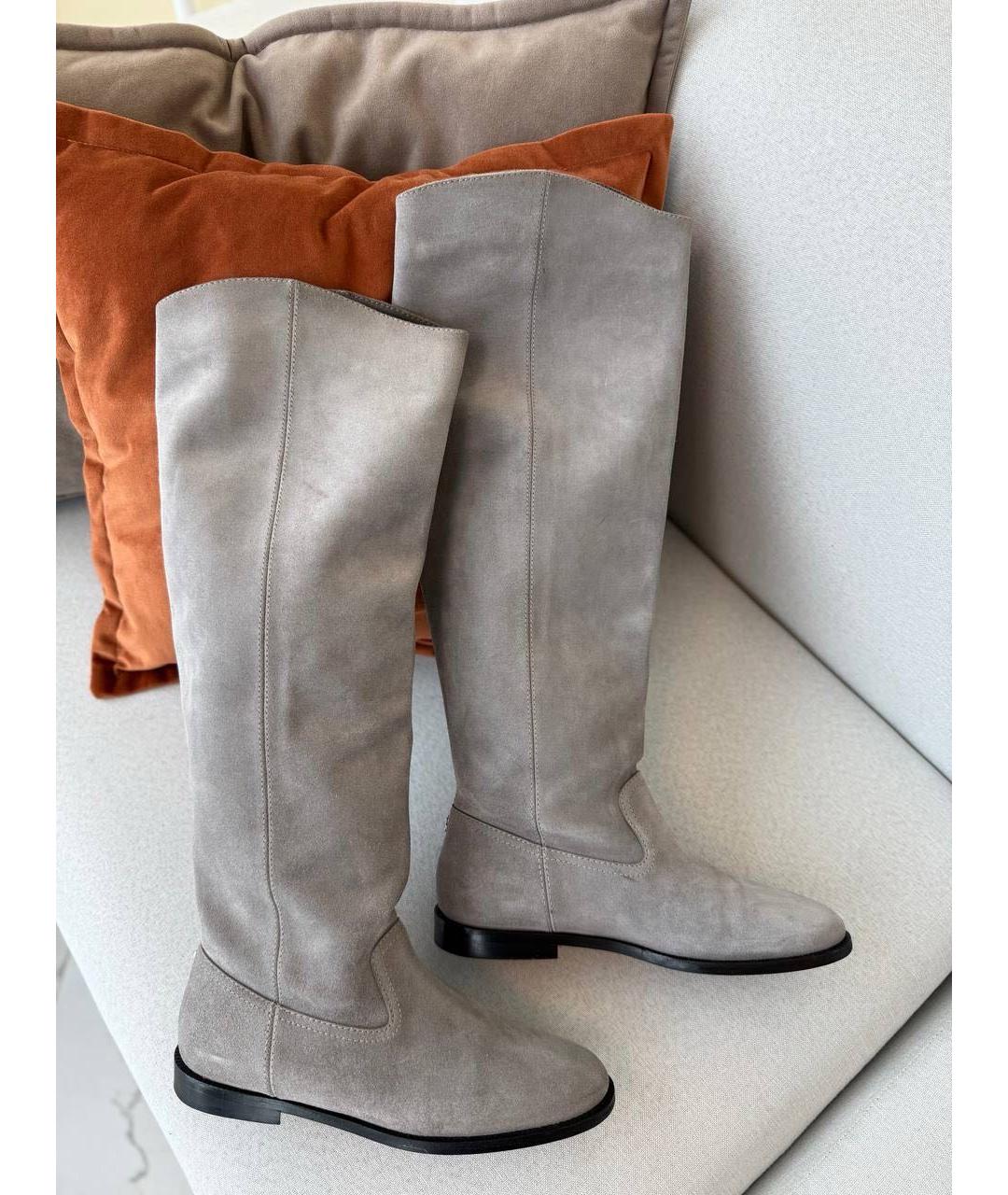 JIMMY CHOO Серые замшевые сапоги, фото 3