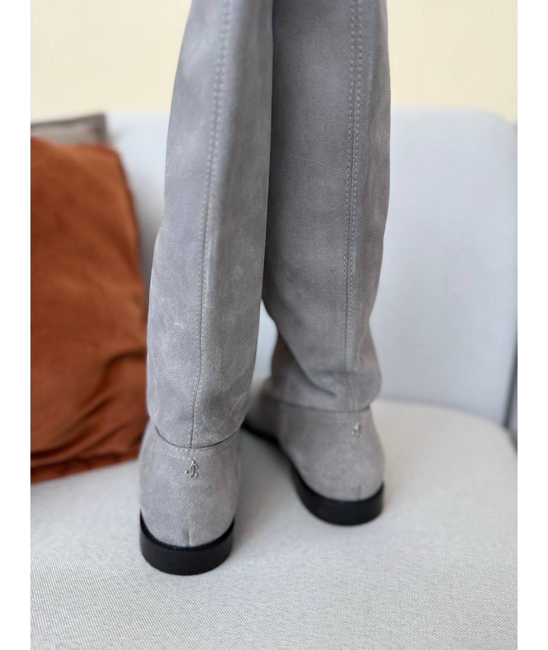 JIMMY CHOO Серые замшевые сапоги, фото 4