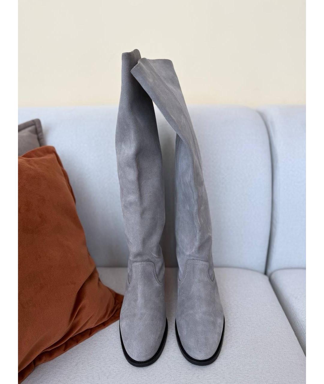 JIMMY CHOO Серые замшевые сапоги, фото 2