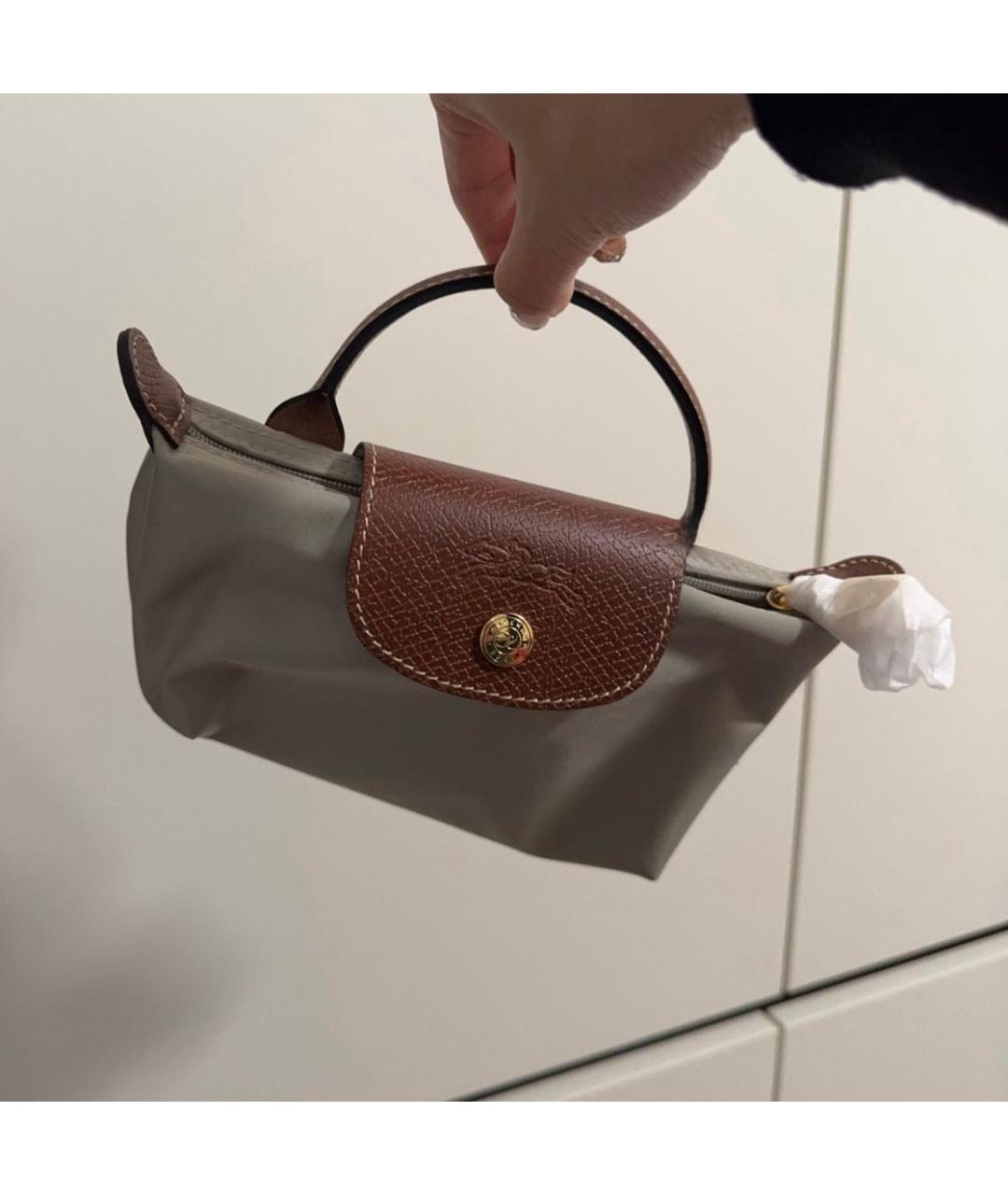 LONGCHAMP Серая сумка с короткими ручками, фото 5