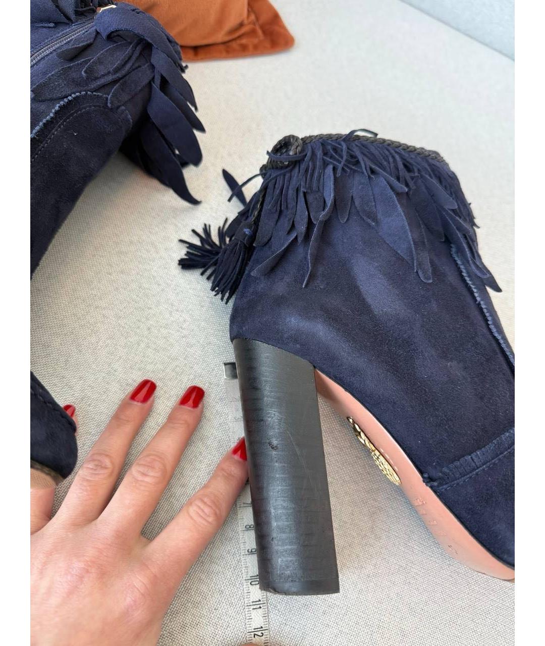 AQUAZZURA Темно-синие замшевые ботильоны, фото 5