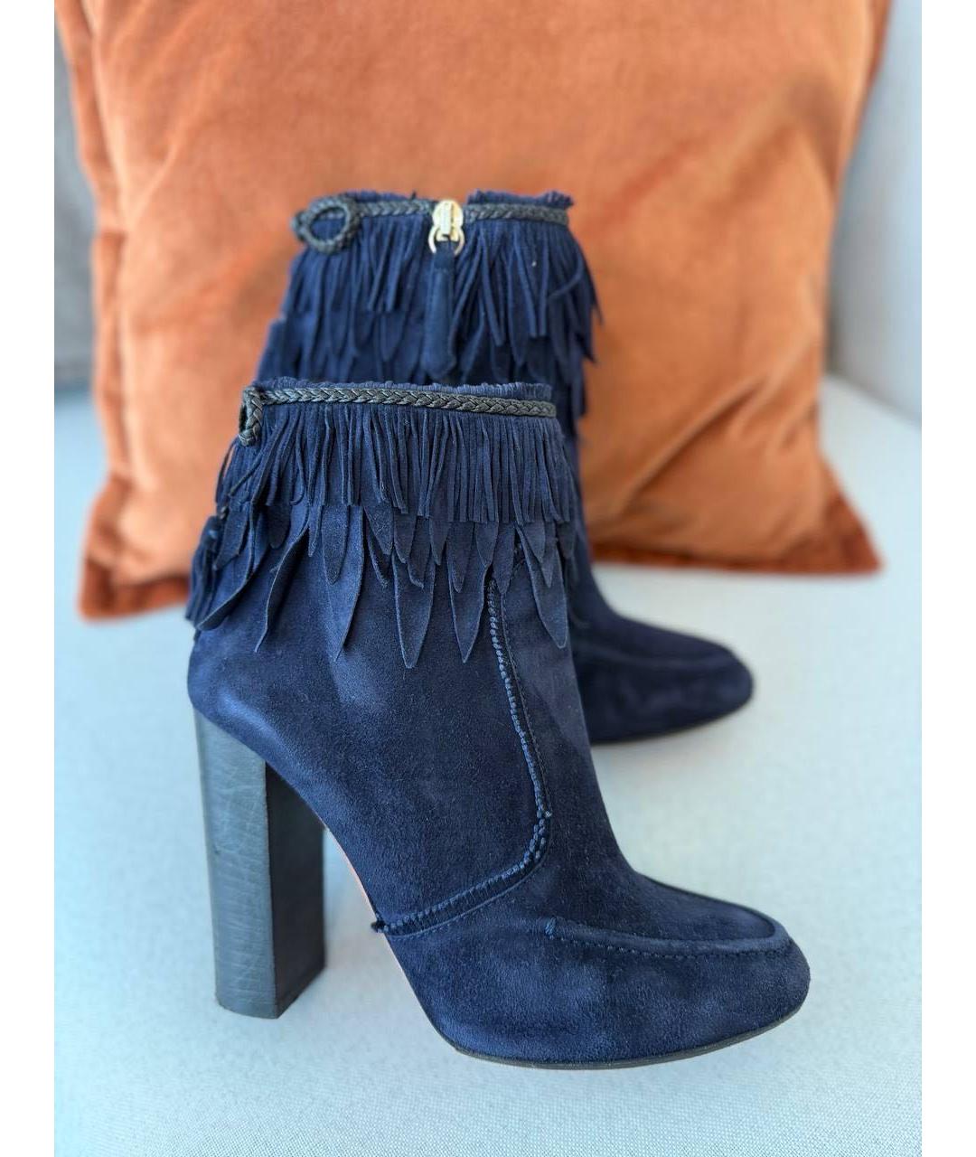 AQUAZZURA Темно-синие замшевые ботильоны, фото 2