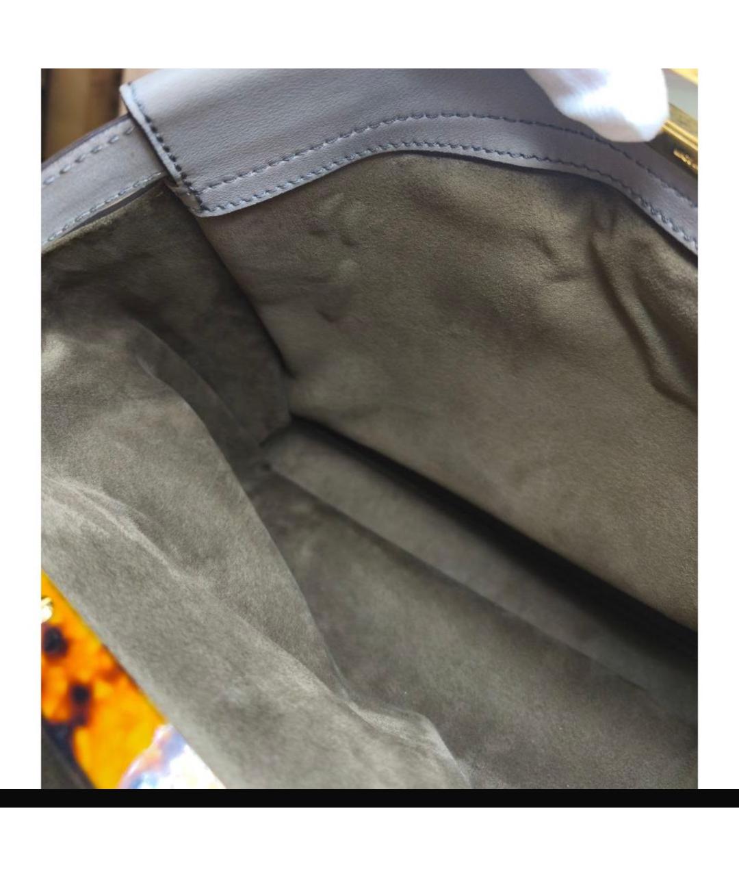 FENDI Серая кожаная сумка через плечо, фото 8