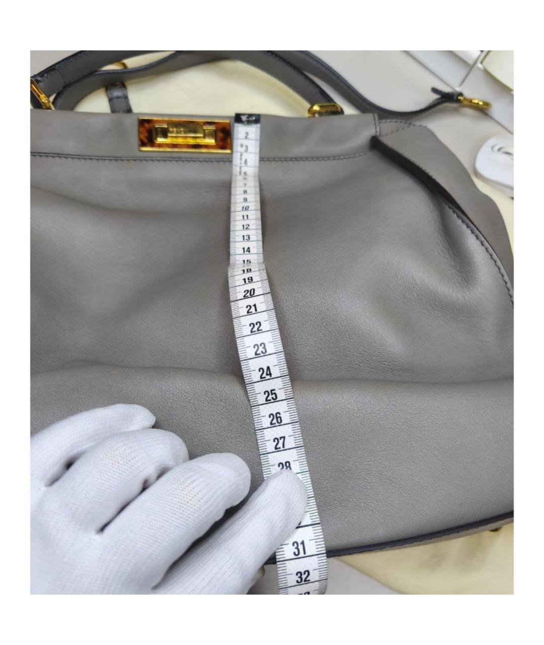 FENDI Серая кожаная сумка через плечо, фото 6