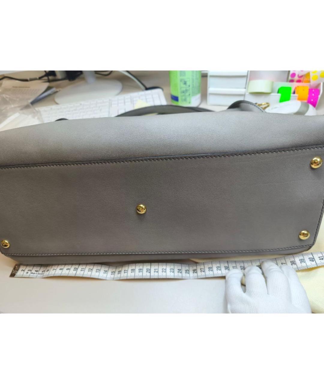 FENDI Серая кожаная сумка через плечо, фото 5