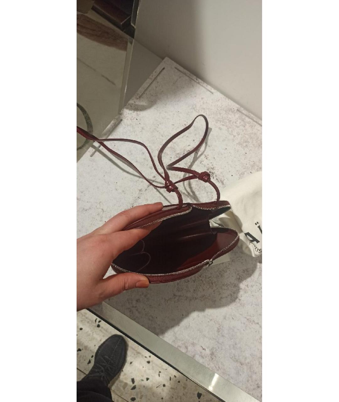 ALAIA Бордовая кожаная сумка с короткими ручками, фото 8