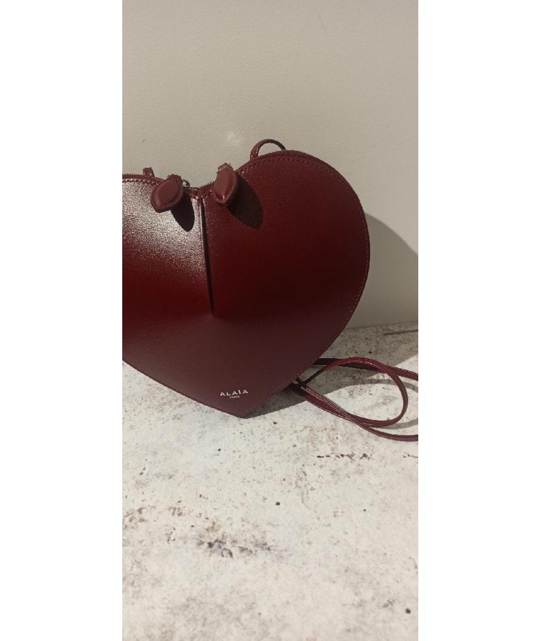 ALAIA Бордовая кожаная сумка с короткими ручками, фото 3