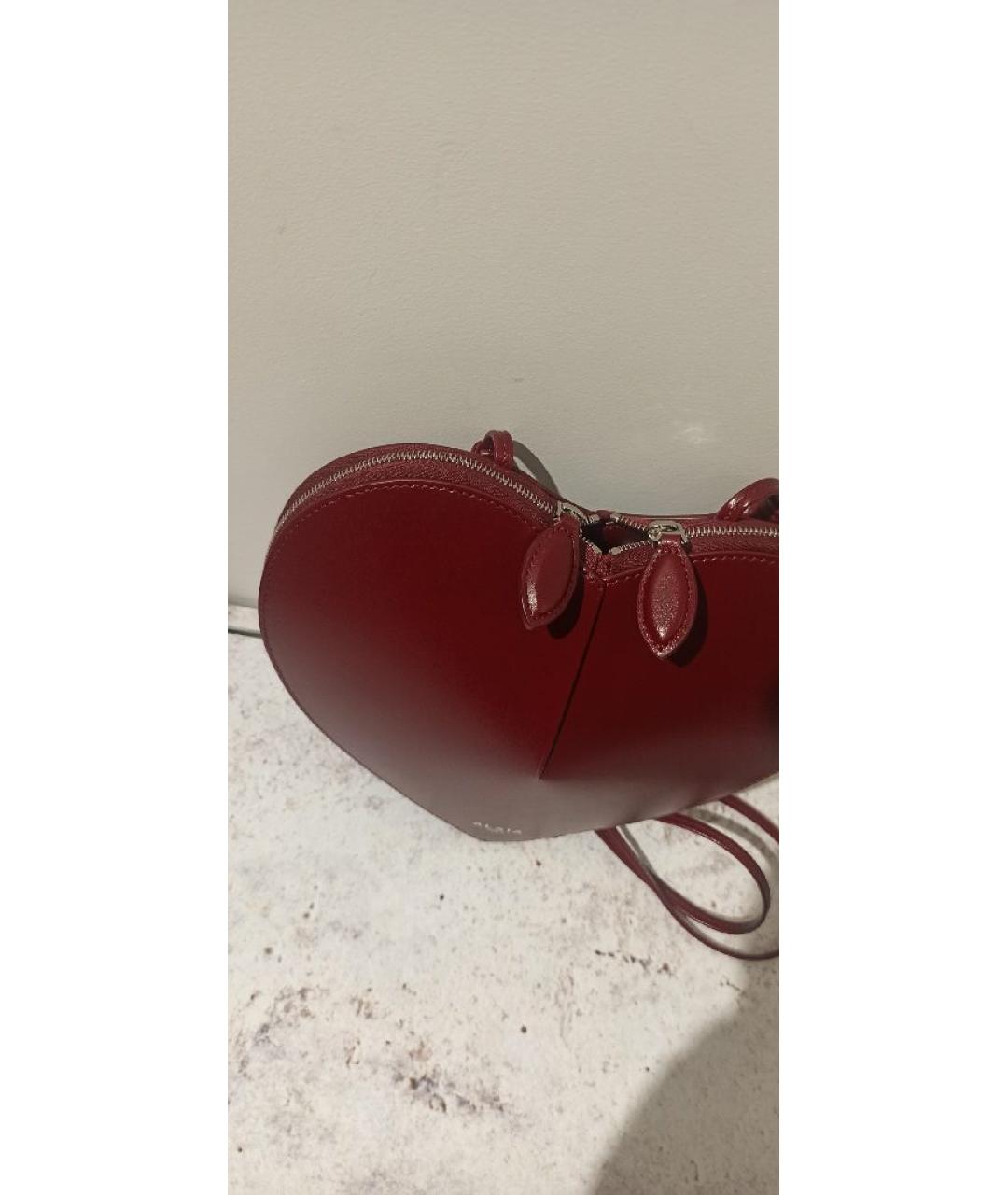 ALAIA Бордовая кожаная сумка с короткими ручками, фото 4