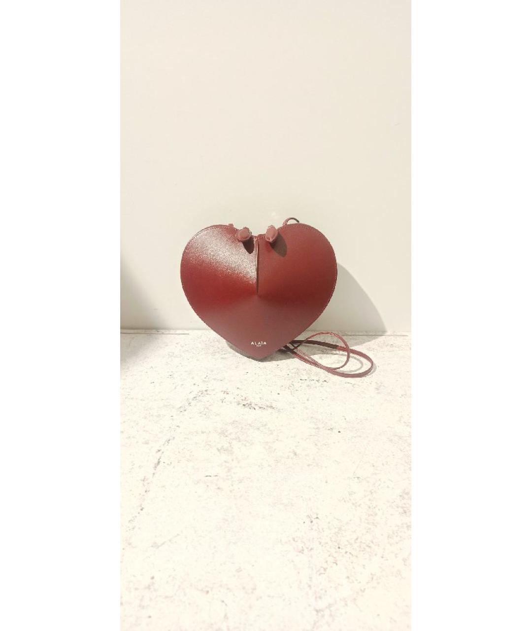 ALAIA Бордовая кожаная сумка с короткими ручками, фото 2