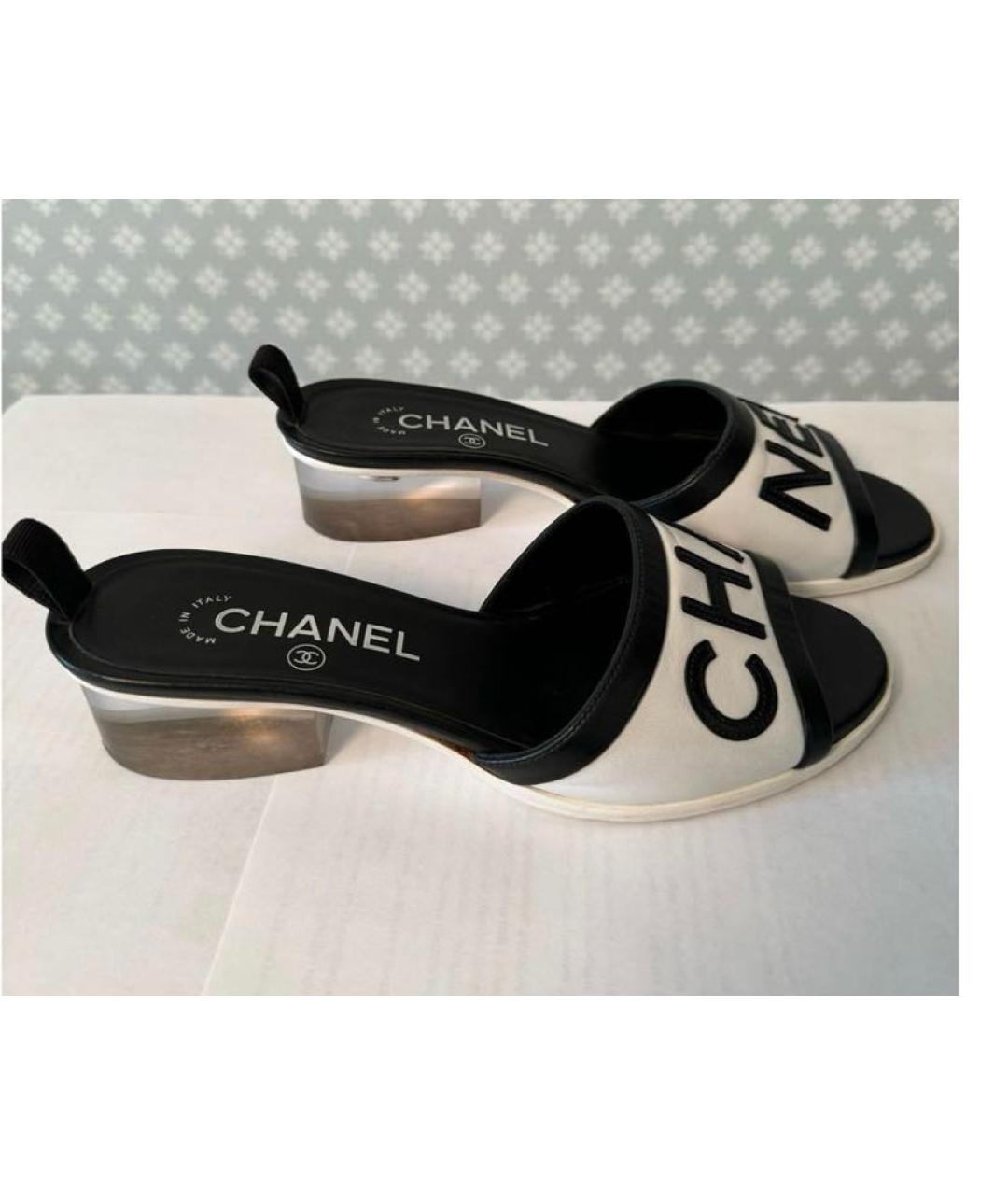 CHANEL Белые шлепанцы, фото 4