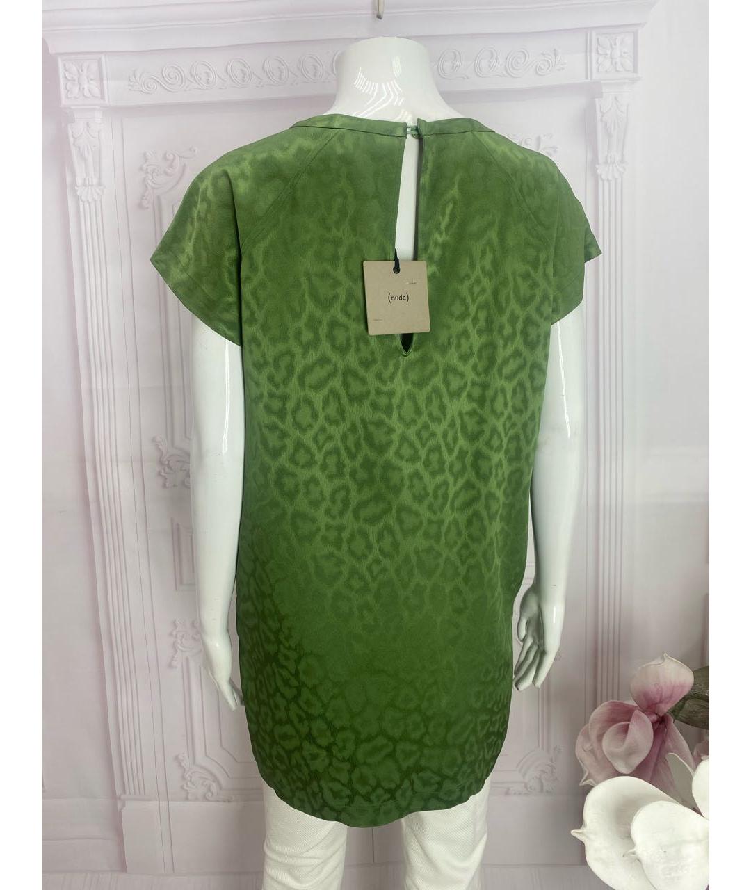 NUDE Зеленая ацетатная блузы, фото 7