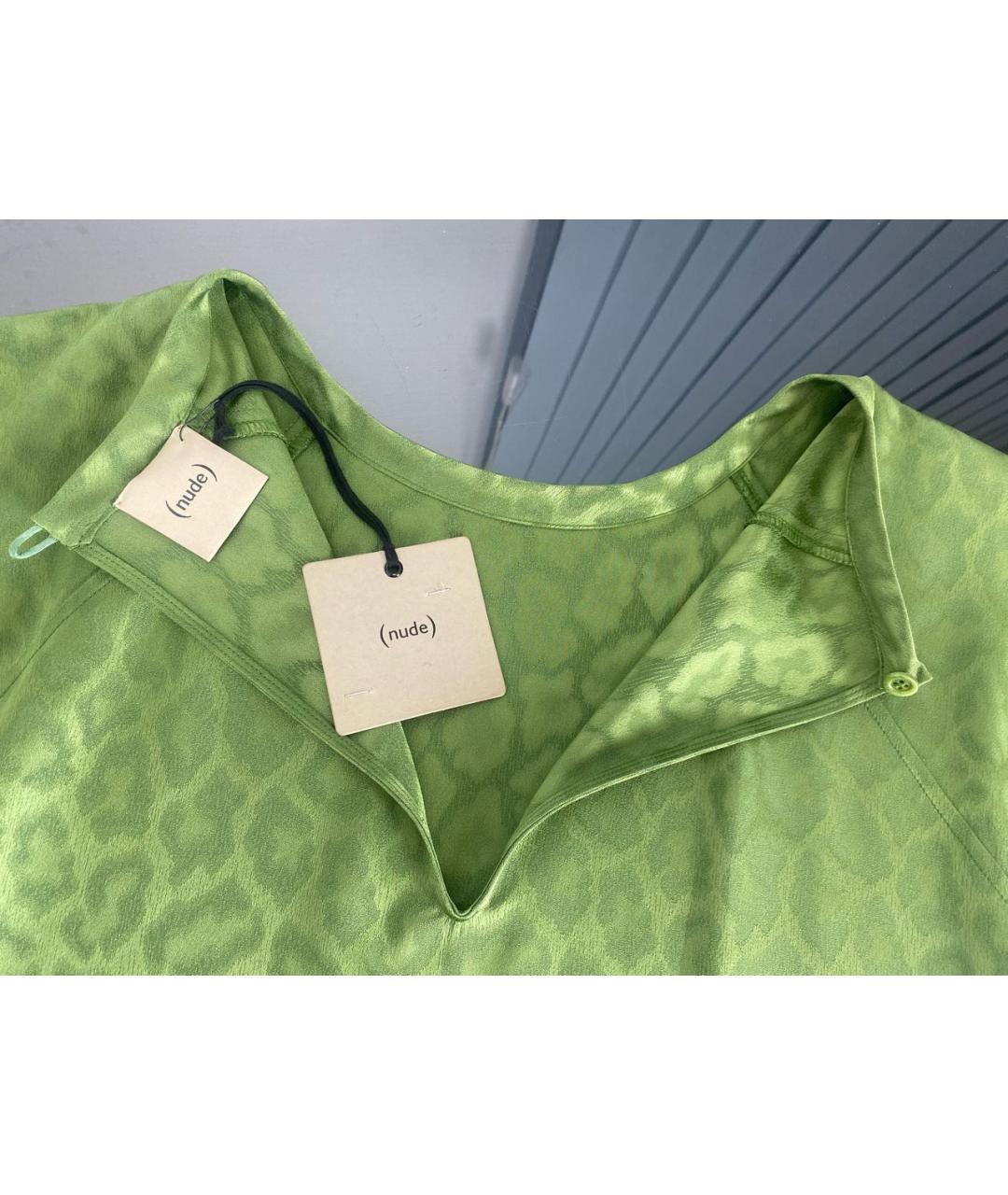 NUDE Зеленая ацетатная блузы, фото 3