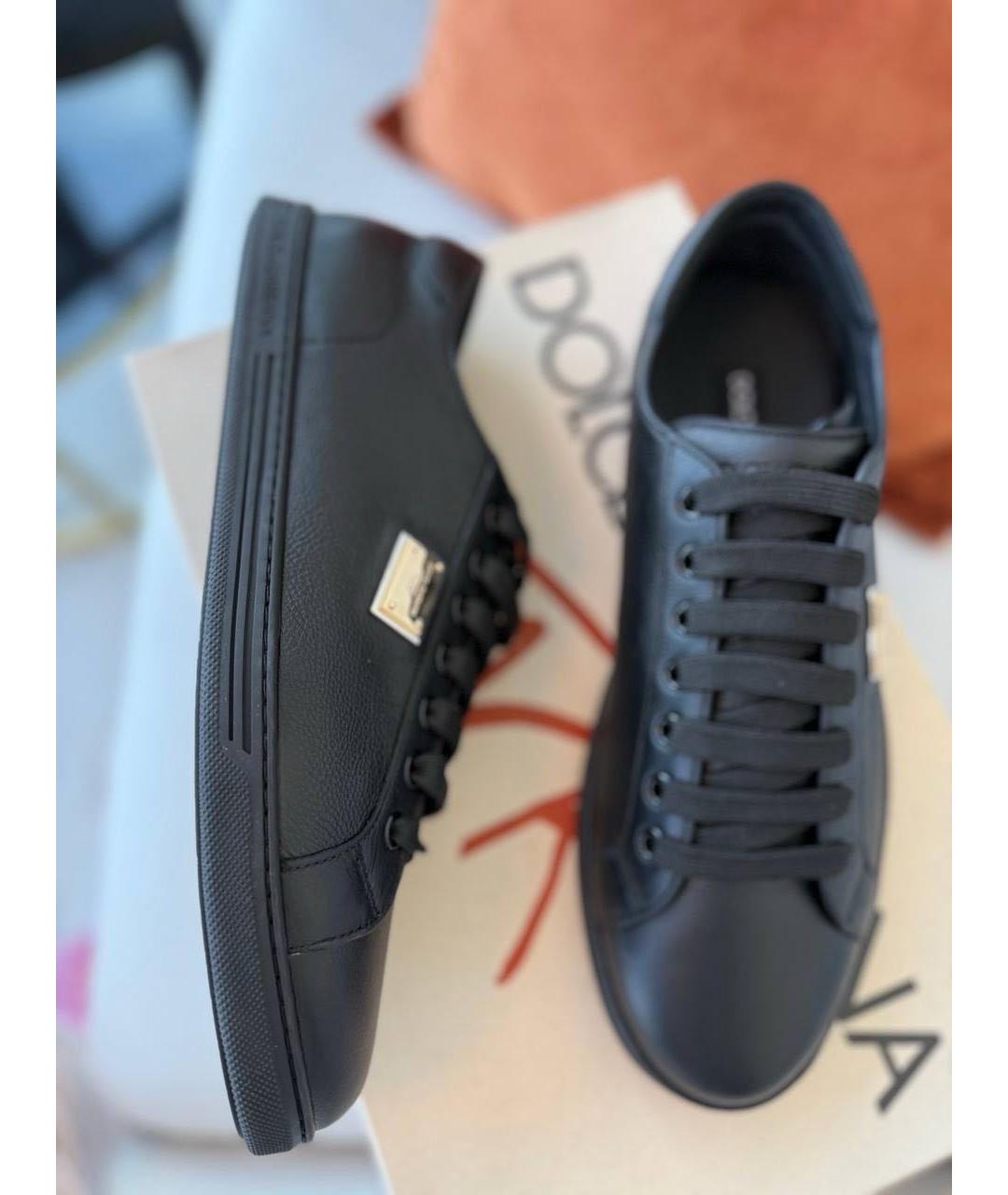 DOLCE&GABBANA Черные кожаные низкие кроссовки / кеды, фото 6