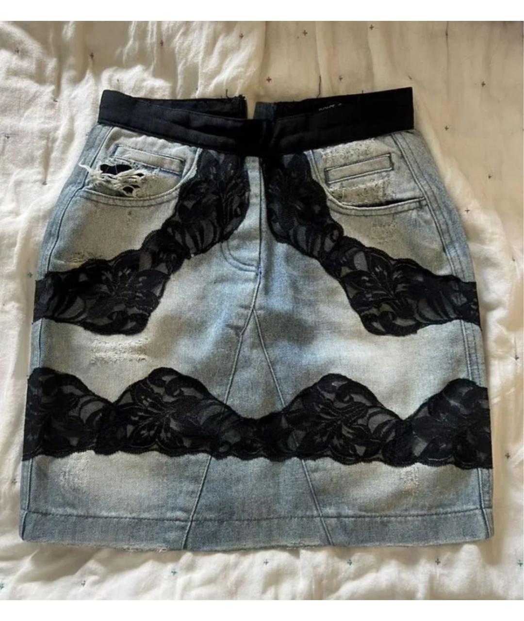 DOLCE&GABBANA Голубая деним юбка миди, фото 5