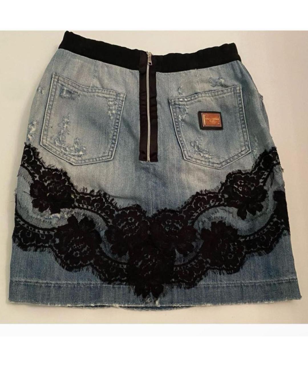 DOLCE&GABBANA Голубая деним юбка миди, фото 2