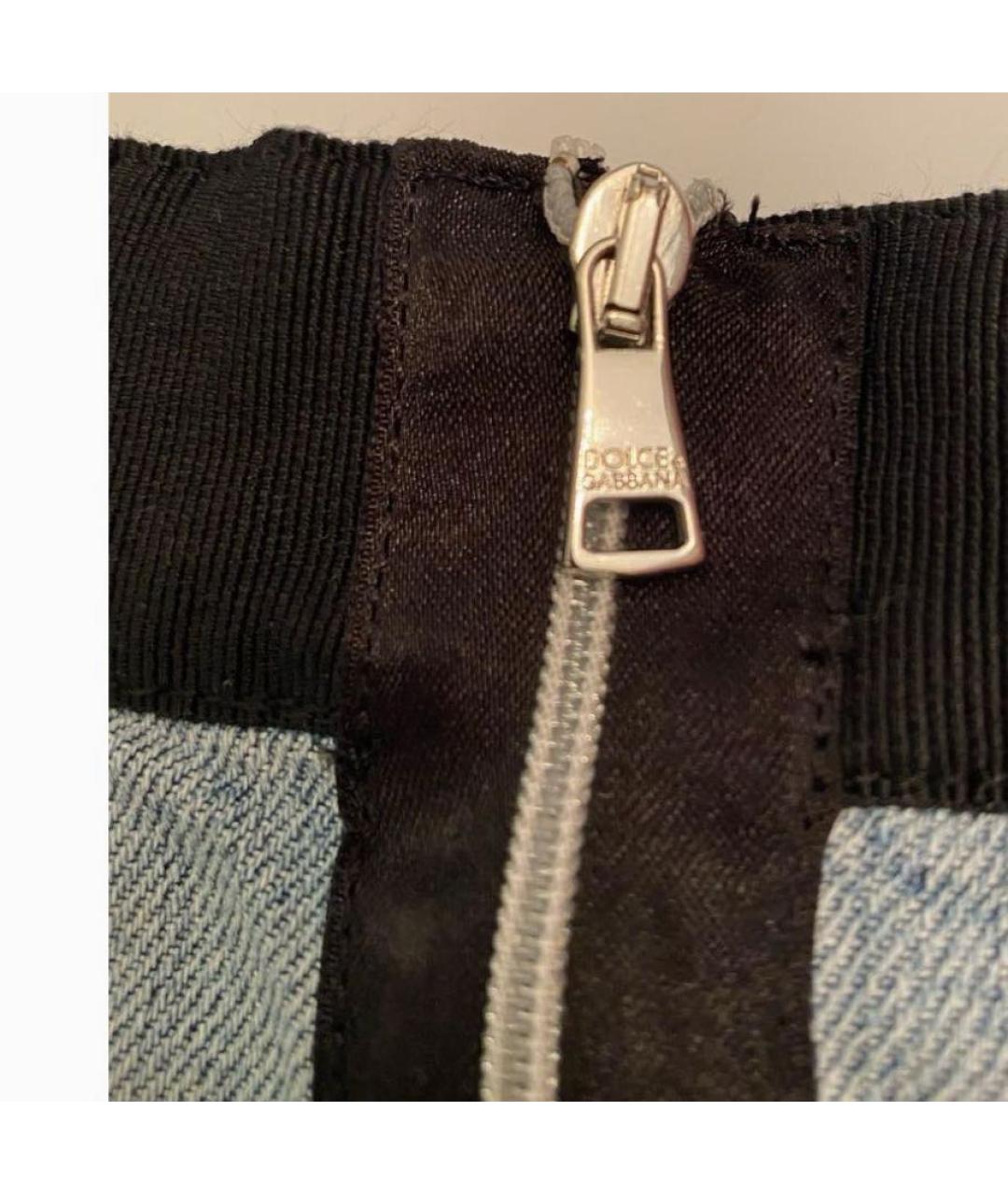 DOLCE&GABBANA Голубая деним юбка миди, фото 4