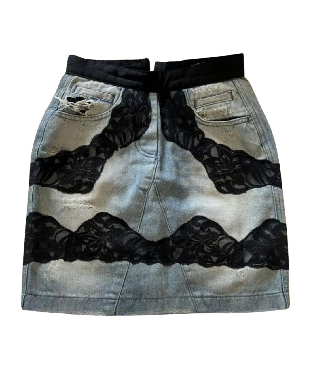 DOLCE&GABBANA Голубая деним юбка миди, фото 1