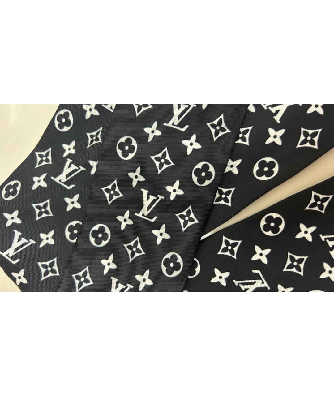 LOUIS VUITTON Черный шелковый шарф, фото 2
