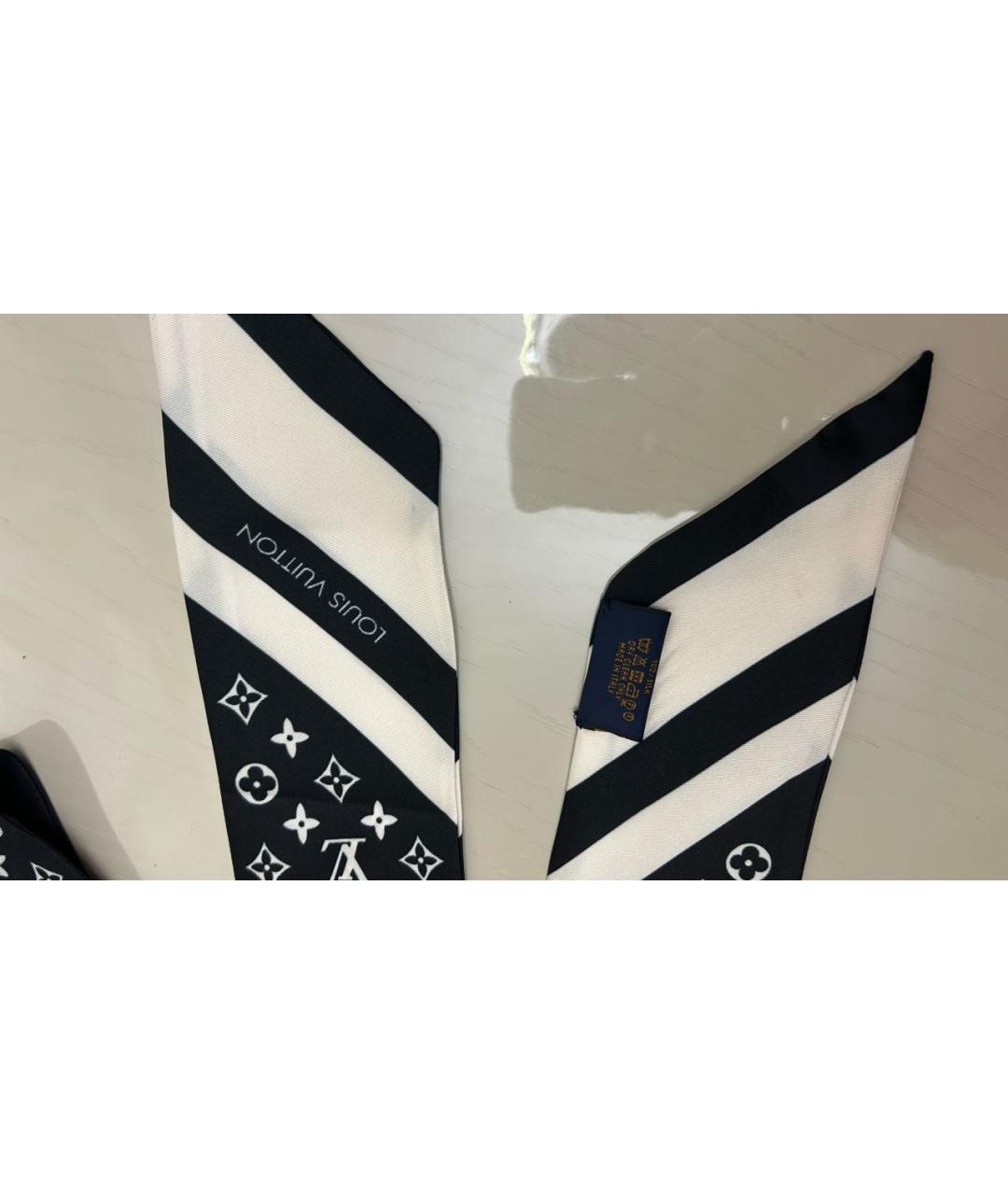 LOUIS VUITTON Черный шелковый шарф, фото 3