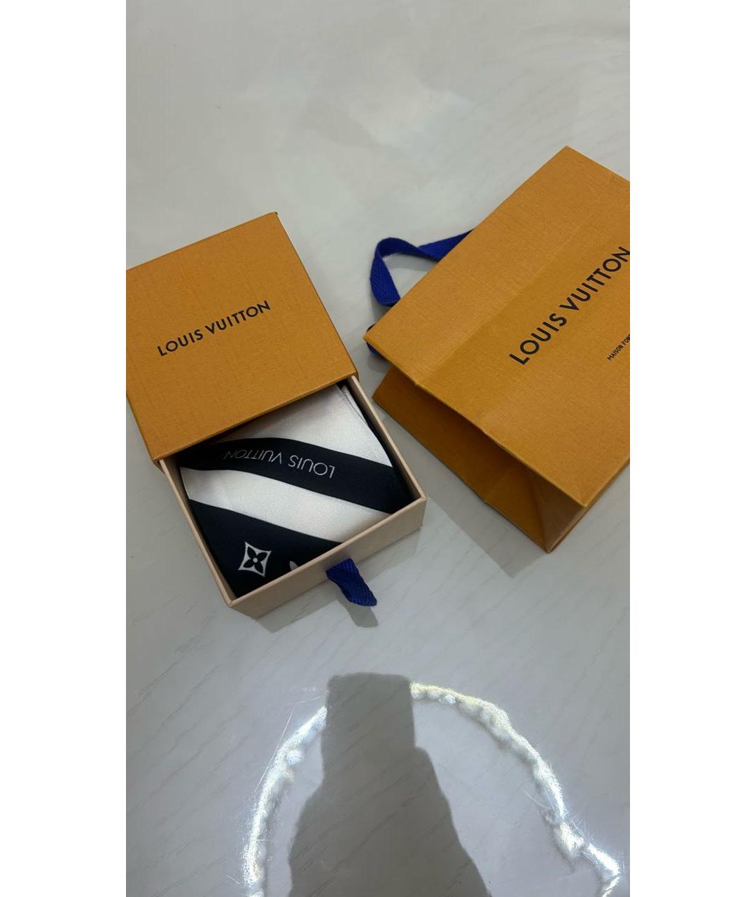 LOUIS VUITTON Черный шелковый шарф, фото 4