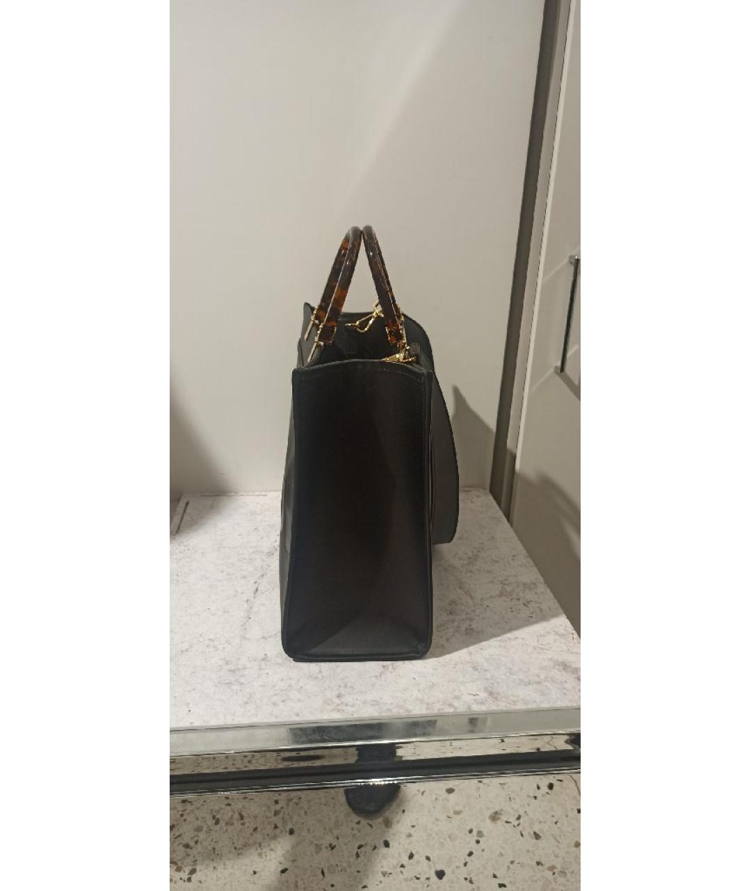 FENDI Черная кожаная сумка с короткими ручками, фото 2