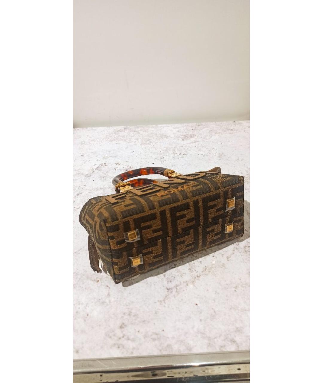 FENDI Коричневая сумка с короткими ручками, фото 5