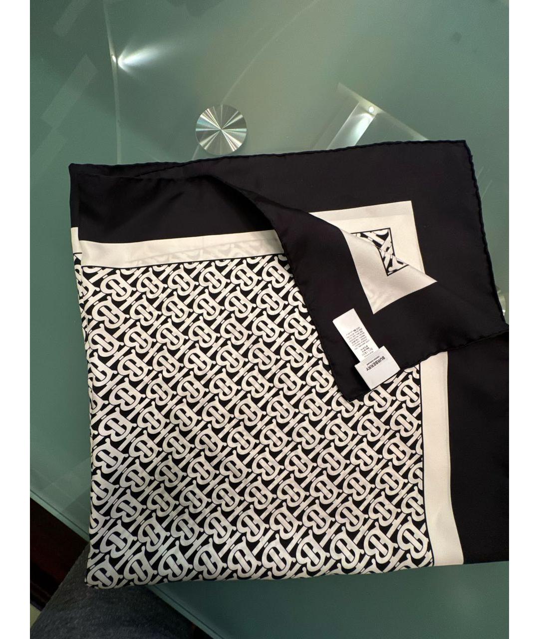 BURBERRY Черный шелковый платок, фото 5