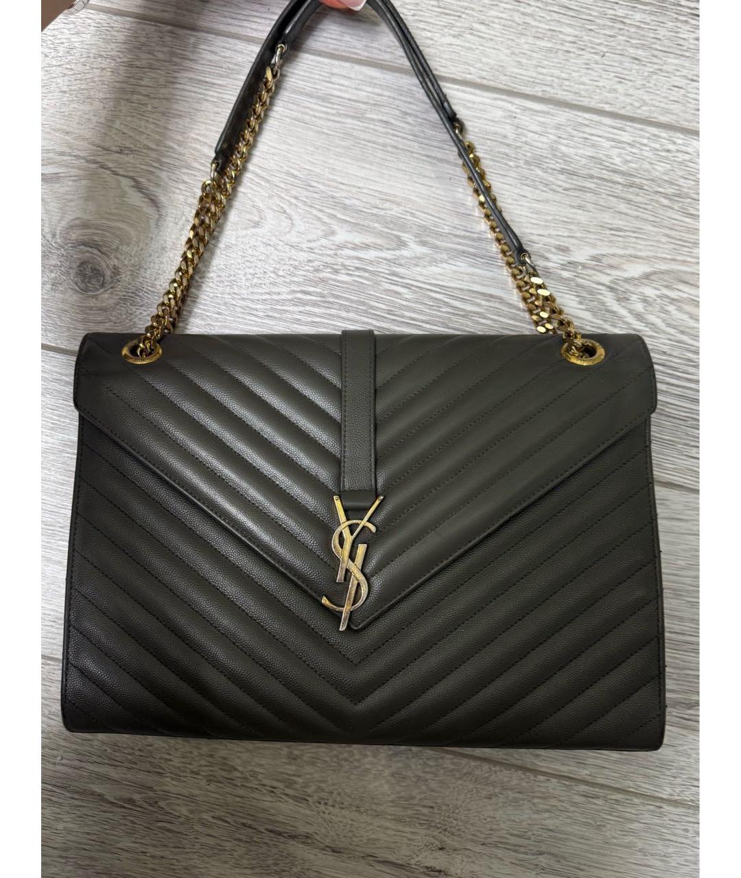 SAINT LAURENT Серая кожаная сумка через плечо, фото 5