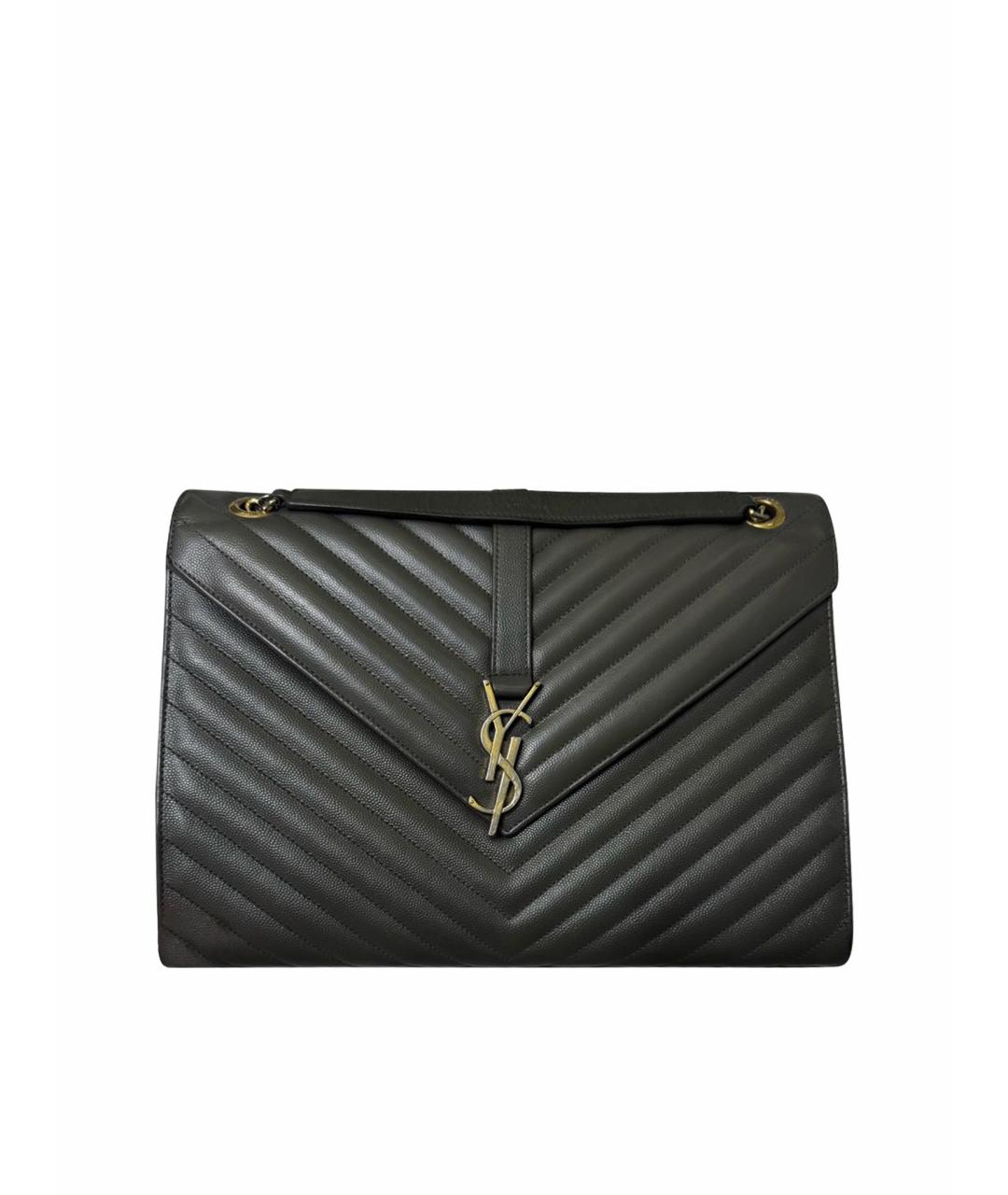 SAINT LAURENT Серая кожаная сумка через плечо, фото 1