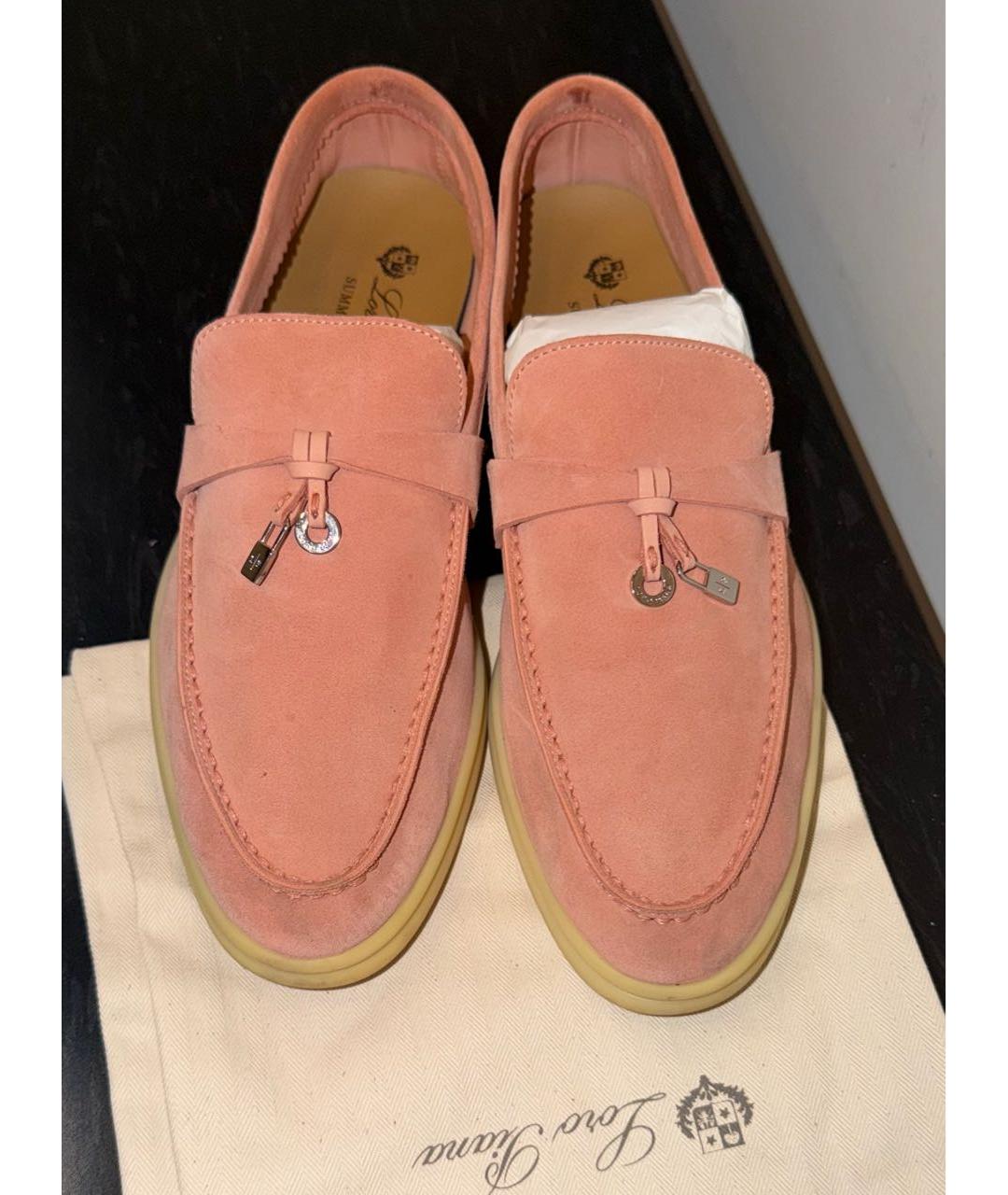 LORO PIANA Коралловые замшевые лоферы, фото 2