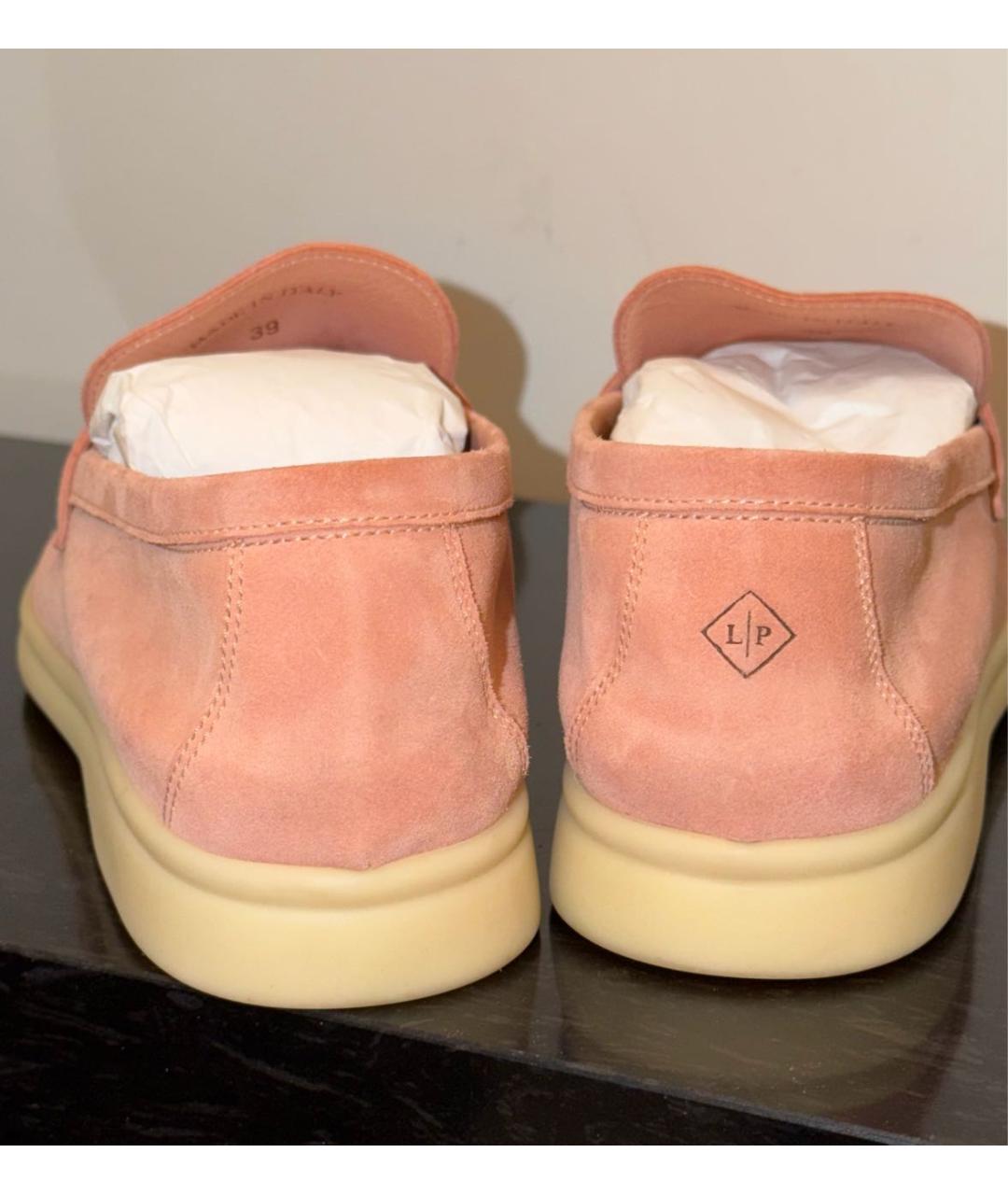 LORO PIANA Коралловые замшевые лоферы, фото 4