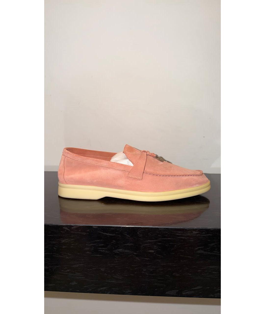 LORO PIANA Коралловые замшевые лоферы, фото 6