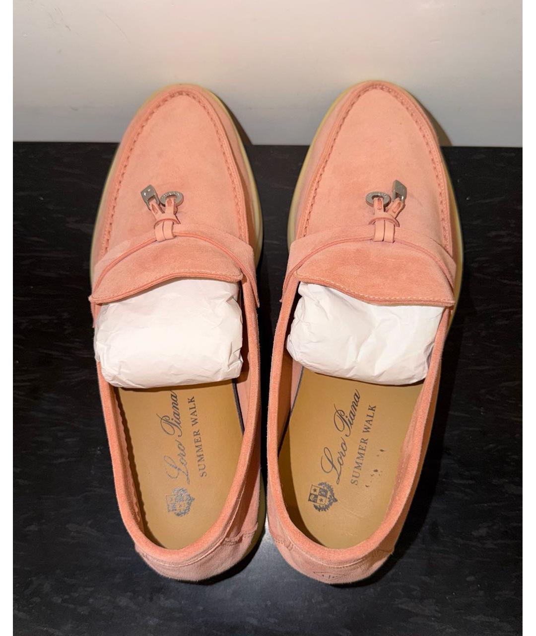 LORO PIANA Коралловые замшевые лоферы, фото 3