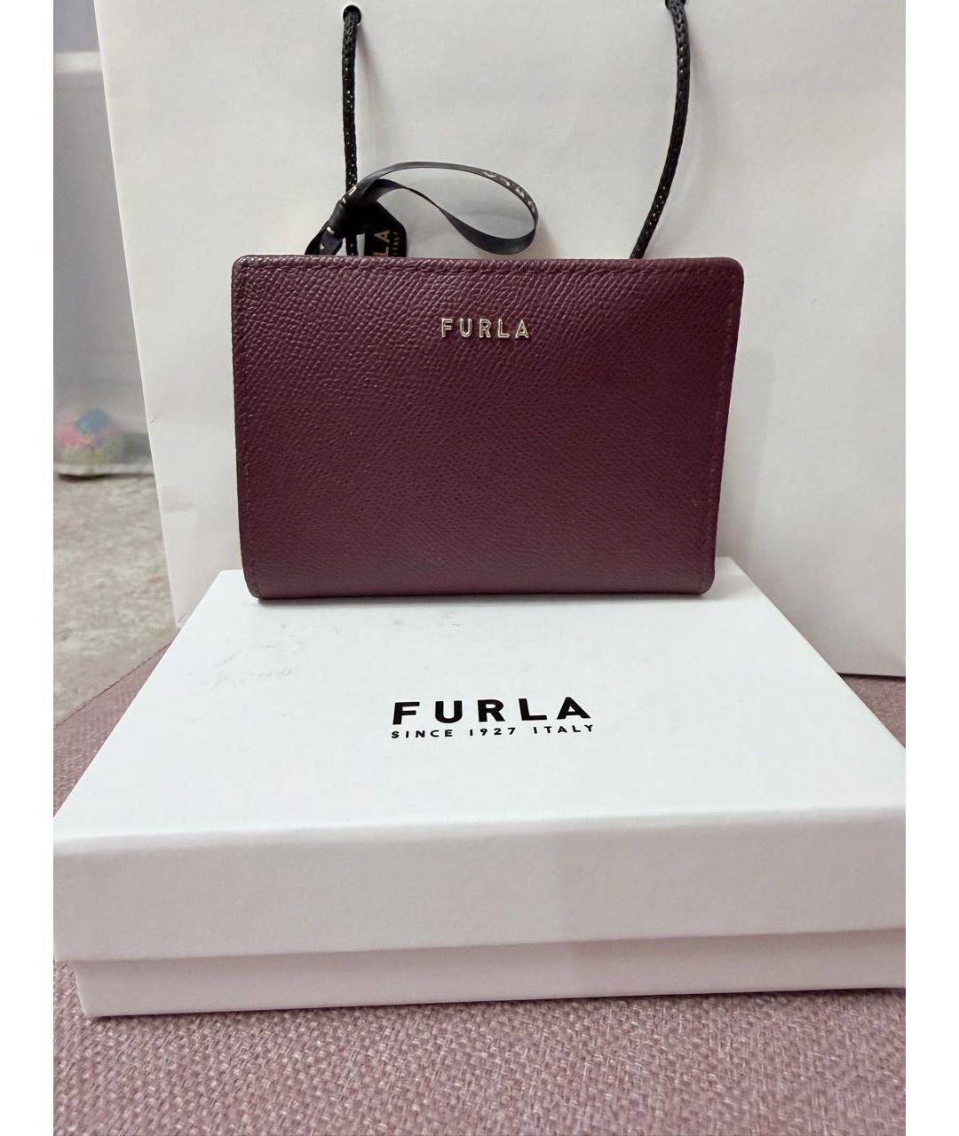 FURLA Бордовый кожаный кошелек, фото 4
